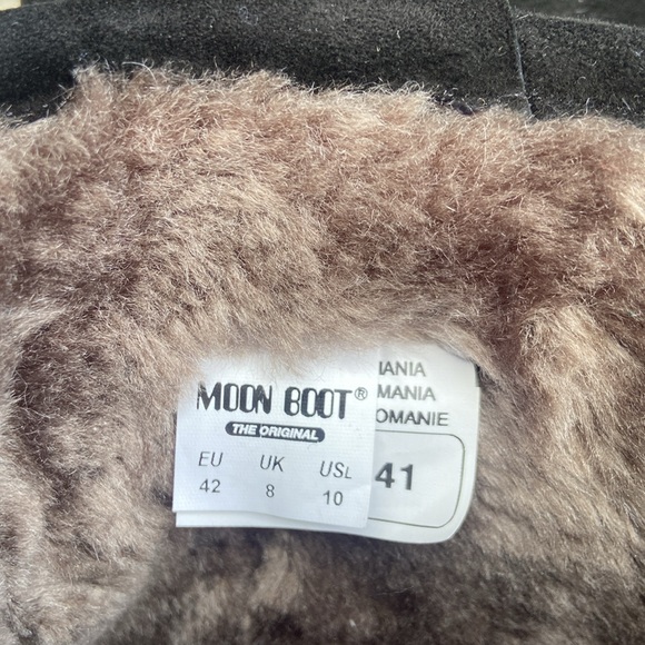 NWOB Tecnica Moon Boot Pulse Mid Black Nubuck Leather Snow Boots Women's Size 10 - Picture 5 of 15